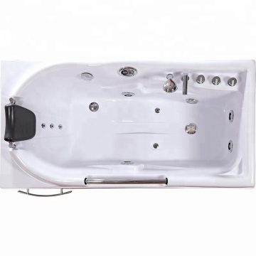 Corner Hydromassage Bathtub with Stainless Steel Armrest