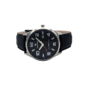 Reloj de dama casual de cuero de dial negro simple