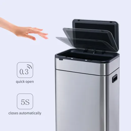 Stainless Steel Wooden-Leg Induction Trash Can