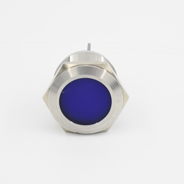 Interruttore a pulsante di fulmine in metallo blu impermeabile con testa piatta in acciaio inossidabile da 25 mm