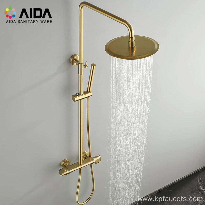 Handheld Round Brass Washroom Shower Head Set