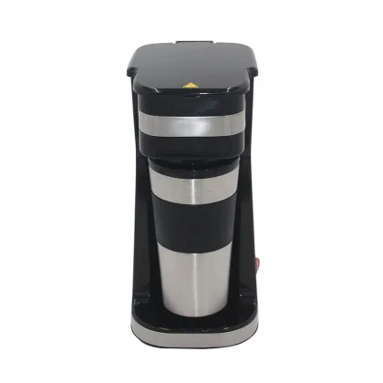 Portable one cup coffee machine with plastic cup