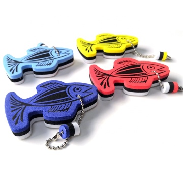 Fish Fish Shape Eva Foam Key Rings avec Silk Screen Imprimer Logo de Gooda Factory