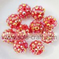 Hot Sale 12mm Gold Red AB Rhinestone Chunky Resin Beads