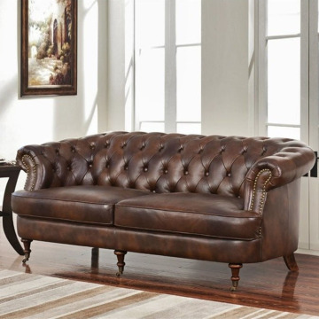Sofa Chesterfield en cuir rétro pour meubles de salon