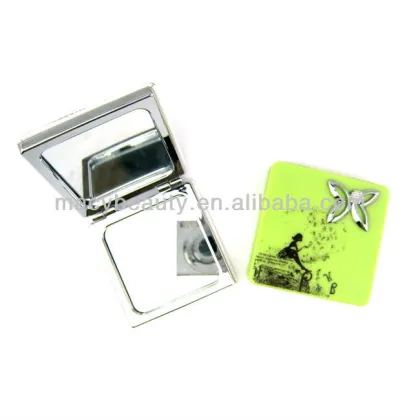 Square metal convex mirror with butterfly