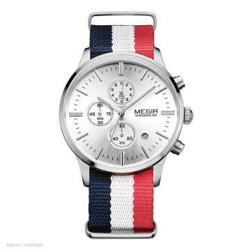 Custom Megir 2011 Fashion Canvas Strap Waterproof Sports Watch