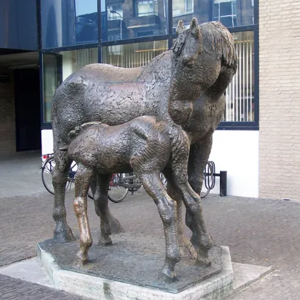 Bronze Mare & Foal Horse Statue