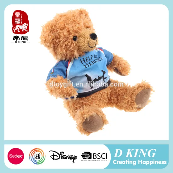 Promotion logo printed custom plush bear plush toys in high quality
