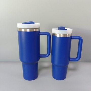 Stainless Steel Tumbler with Handle, Straw, and Lid - Vacuum Insulated Travel Coffee Mug