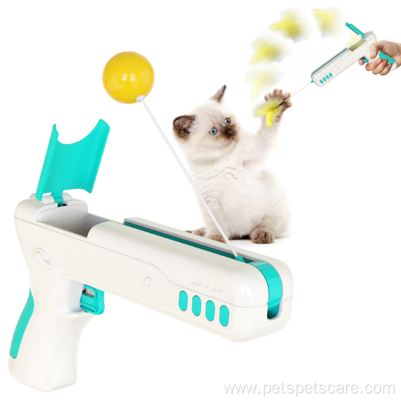 New design plastic cat interactive airy feather bell