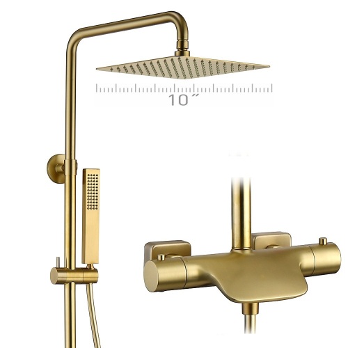 Douche thermostatique carrée de 10 pouces