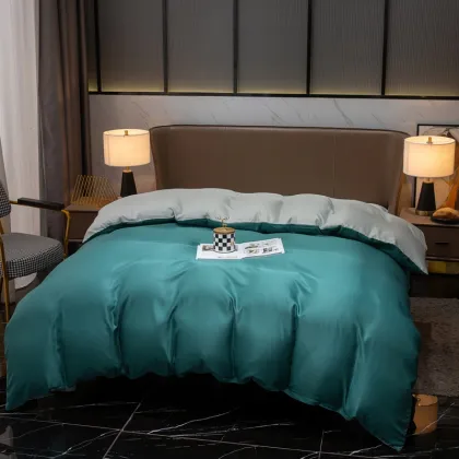 Tencel series quilt cover peacock green blue gray