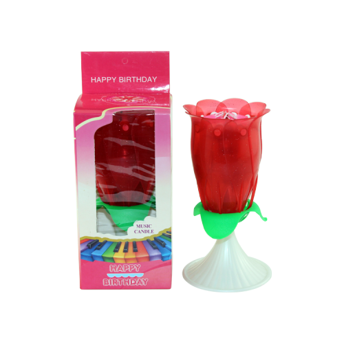 Rose flower shape candle with music