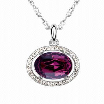 Luxury large crystal pendant necklace, Austrian stone, nickel- and lead-free