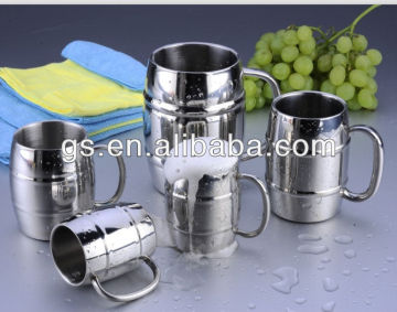 stainless steel beer mug with stainless steel handle