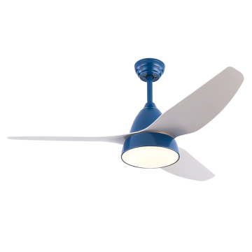 Nordic Style 52-inch Ceiling Fan with Light and 6-Speed Remote Control in Macaron Colors for Boy's Room