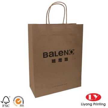 Flat handle brown twist kraft paper bag