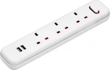 Ba dải điện ổ cắm của Anh với USB