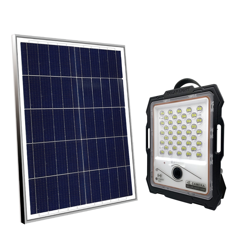 Lampu banjir solar luar dengan kamera