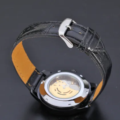 automatic tourbillon watch winner leather band men watch