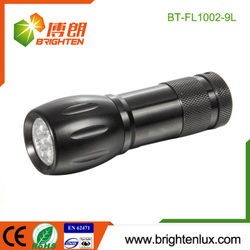 VENDITA BULK FACTORIA 3*AAA Materiale in alluminio a batteria Emergenza usata Portable 9 LED torcia LED economica