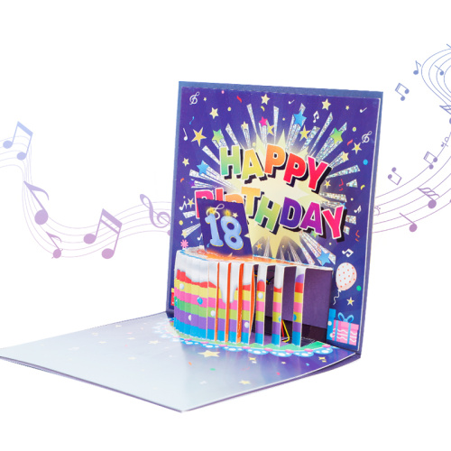 Tarjeta de felicitación LED emergente de feliz cumpleaños con sonido y luces intermitentes