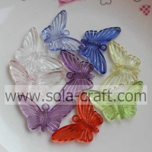 Many Of Acrylic Butterfly Transparent Beads Plastic Stripe Bowtie trimming