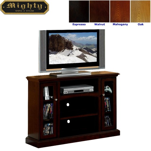 48 inch Espresso 2 Glass Doors Entertainment Tall TV Stands