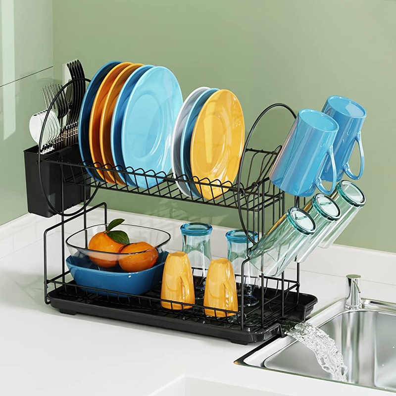 Metal Dish Rack With Draining Tray