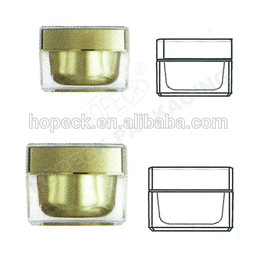 square shape double layer acrylic cream jar