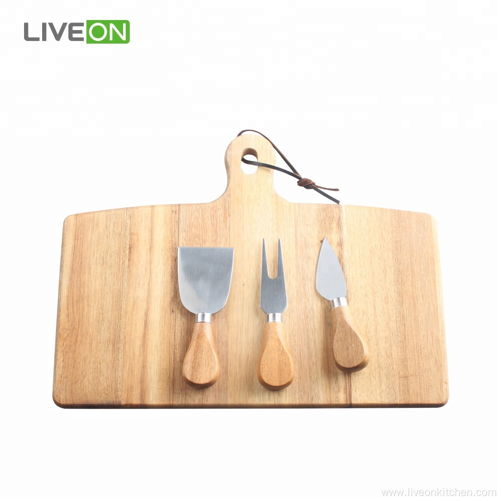 Nature Acacia Wood Cheese Board Knife Set