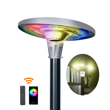 IP65 Waterproof Outdoor Round RGB LED Solar Garden Lights with Aluminum Body and Remote Control