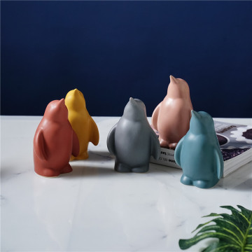 Lifelike Porcelain Penguin Figurine - Realistic Statue for Desktop Ornament