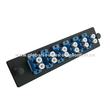 Adapter Panel, Fiber Optic, 6 - LC Duplex Fiber Adapter, Zirconium Insert, Single Mode, Blue