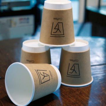 Copos de papel isolados Kraft de parede dupla reutilizável de 10 onças