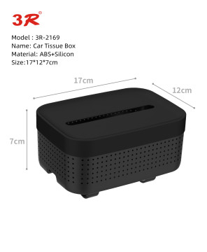Pemegang kotak tisu silikon hitam mewah 3r untuk tempat letak tangan kereta dan headrest