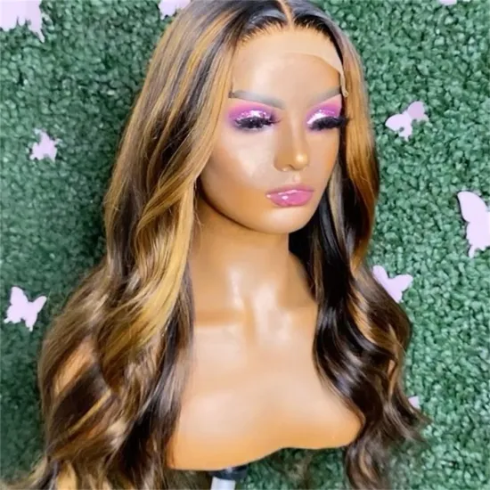 Virgin Cuticle Aligned Brazilian Human Hair Transparent Lace Frontal Highlight HD Lace Front Wig With Baby Hair For Black Women