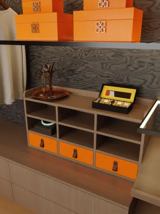 High-end custom wall-mounted cloakroom setup