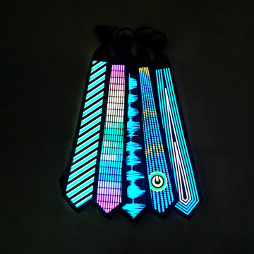 Tie con pannello attivato dal suono LED - vari disegni, opzioni EL lampeggianti e luminose