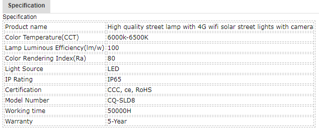 Solar Light With Camera Parameter