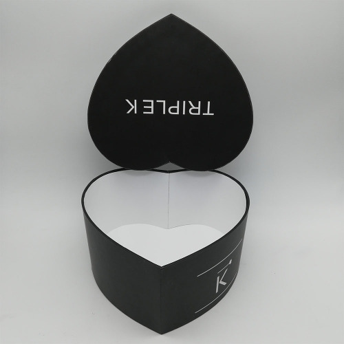 Custom Heart Flower Paper Black Gift Box