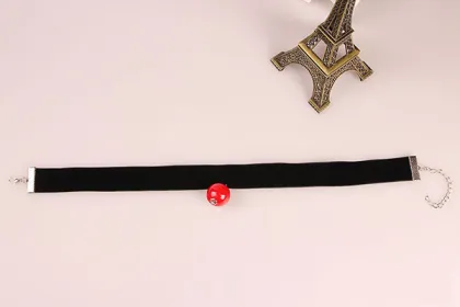 Black Velvet Neck Choker With Big Pearl Pendant Necklace