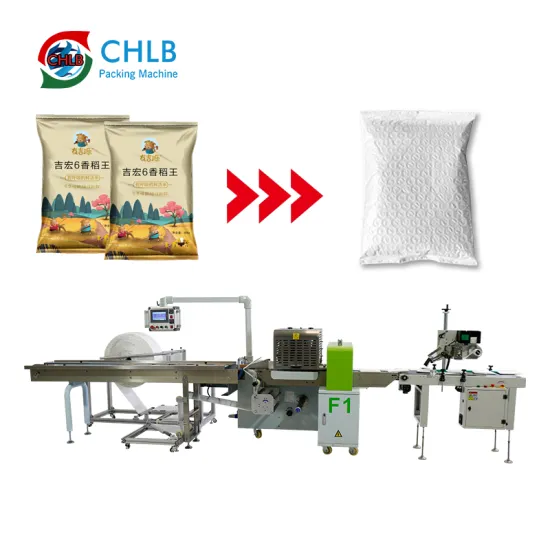 Automatic Bubble Film Packing and Labeling Machine for Rice Secondary Packaging