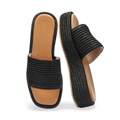 Woven Straw Flatform Beach Sandals Women
