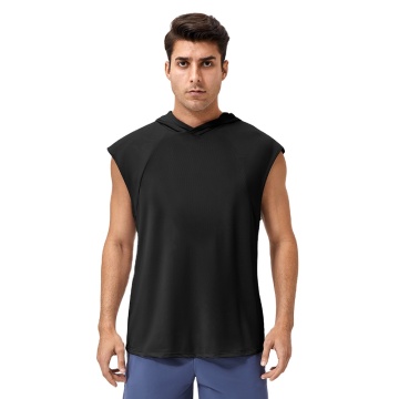 Hooded Wide Shoulder Quick Drying Cotton Sports Vest for Men