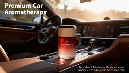 Cross Border Hot Sale Car Air Freshener Gradient Glass Jar Adjustable Scent Odor Eliminator Car Perfume