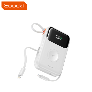 Toocki 10000mAh Mini Power Bank with Built-In Cables - 22.5W Portable Charger