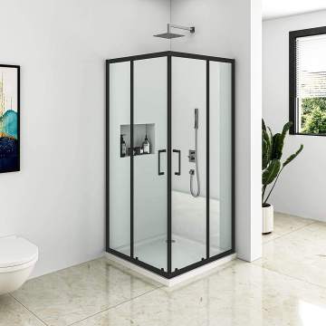Matt Black Affordable Sliding Shower Door for 90x90 Bathroom