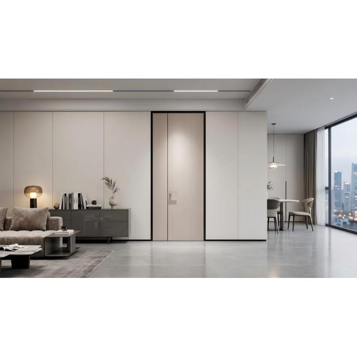 Painéis de portas de madeira maciça texturizados para privacidade do quarto